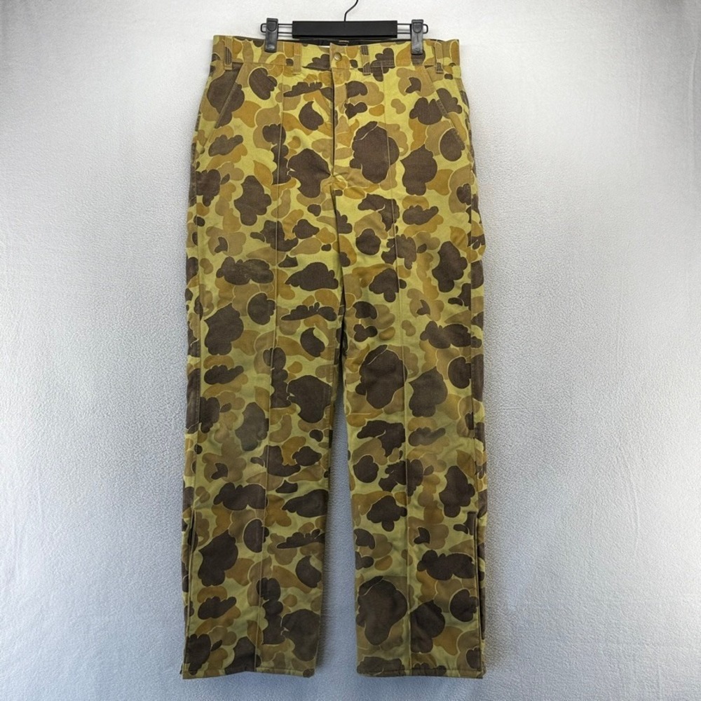 Vintage Cabela's Hunting Pants Mens 34x30 Green Camo Gore-Tex Duck Camo Outdoor